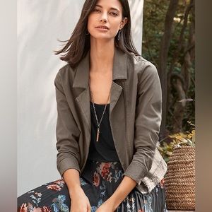 Garnet Hill Organic Cotton Tan Moto Jacket